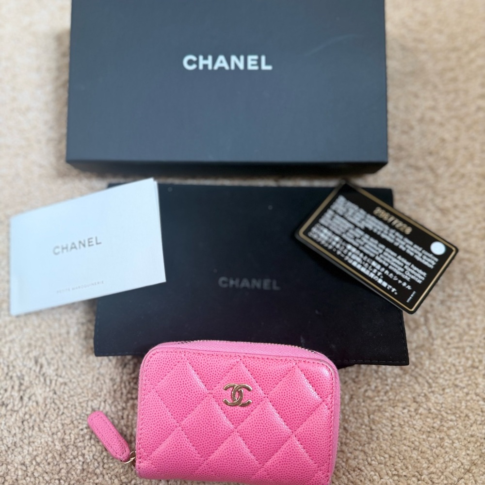 Chanel Pink Quilted Zippy Wallet with back pocket GHW